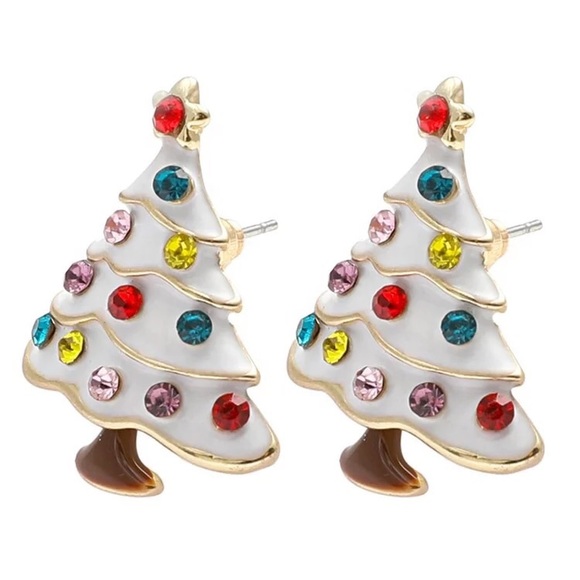 Beautiful Rhinestone Christmas Tree Stud Earrings - Picture 3 of 4